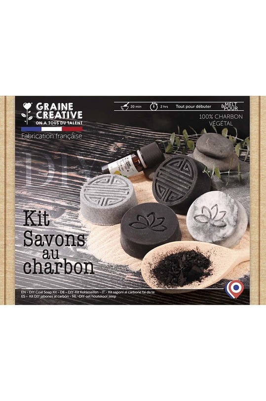 Sada mýdel DIY Graine Creative s dřevěným uhlím 200532 vícebarevná