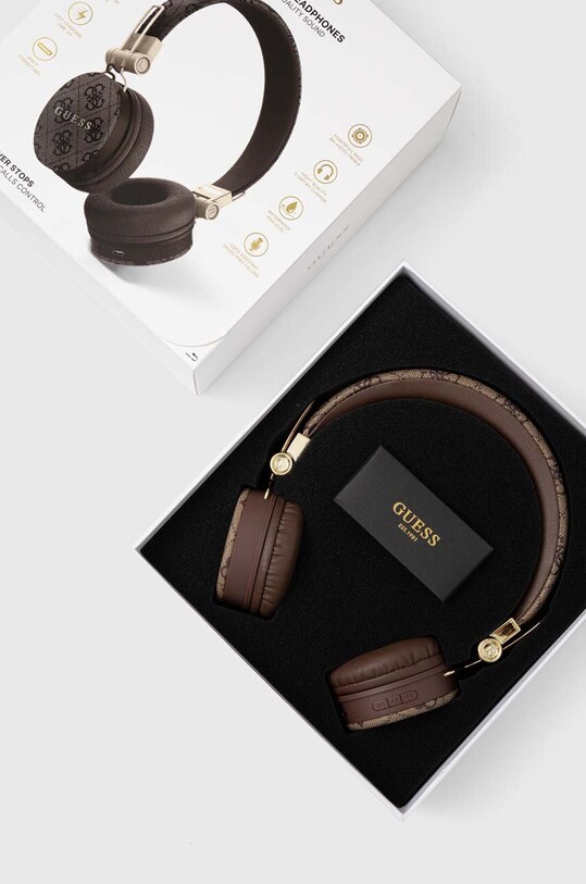Bezdrôtové slúchadlá Guess Bluetooth 4G Metal Logo GUBH704GEMW hnedá AA00