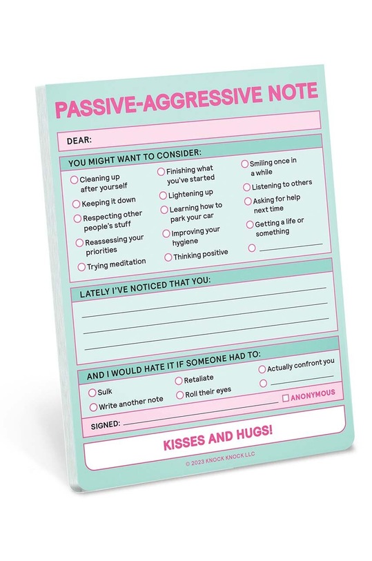 Zápisník home & lifestyle Passive Aggressive Nifty Note viacfarebná KK113