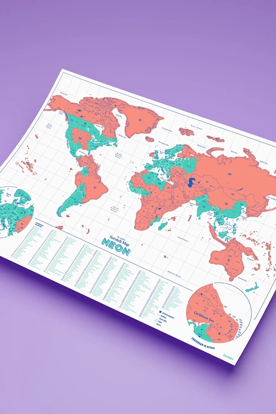 Living și dormitor Luckies of London hartă răzuibilă Coral LK.LUKSNEON1 multicolor