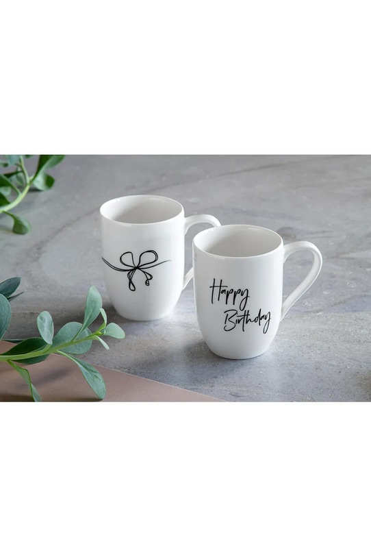 Комплект чаши Villeroy & Boch Statement Happy Birthday 290 ml (2 броя) бял 10.1621.8406