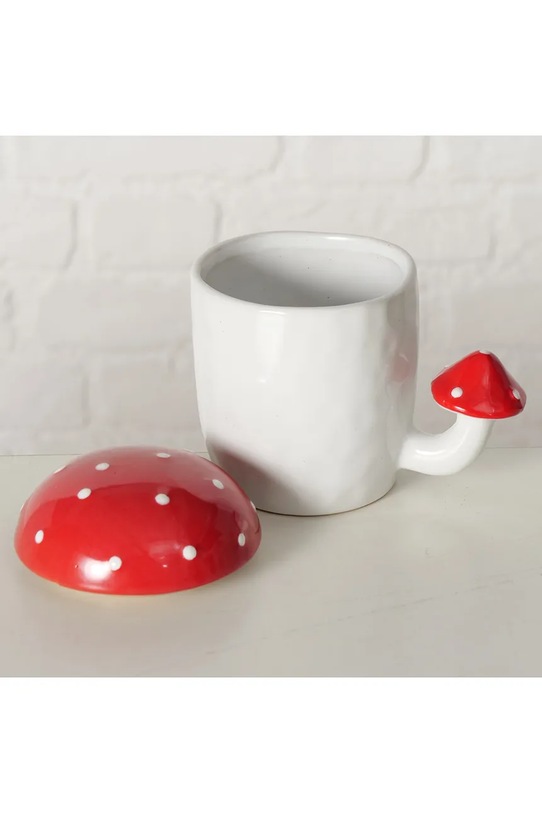 Boltze kubek z pokrywką Funghi 430 ml 2060537 biały AA00