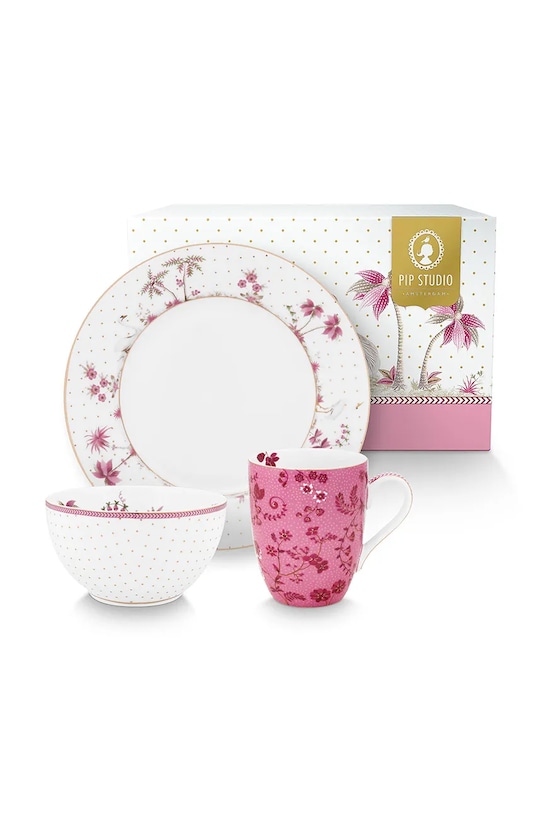 Pip Studio set de mic dejun Jolie Pink 3-pack alb 51020209