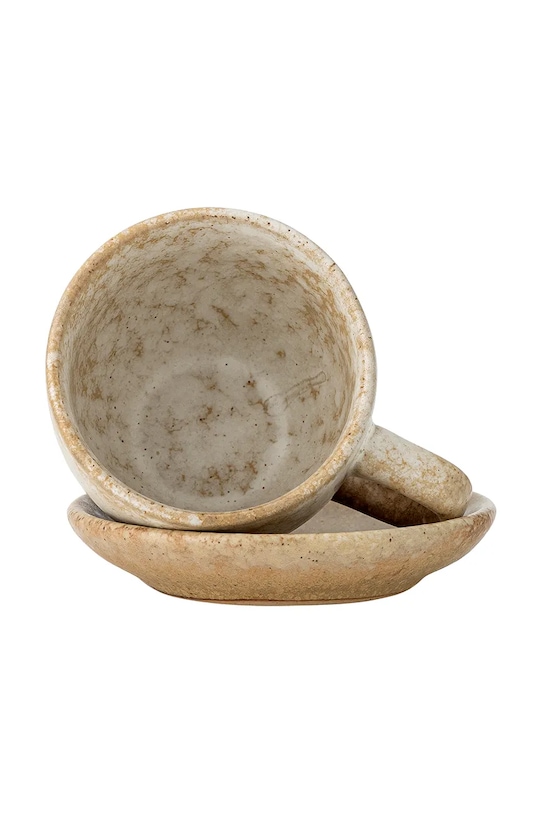 Bloomingville zestaw filiżanek ze spodkami dla 4 os. Brenta 180 ml 8-pack 82072416 brązowy AA00