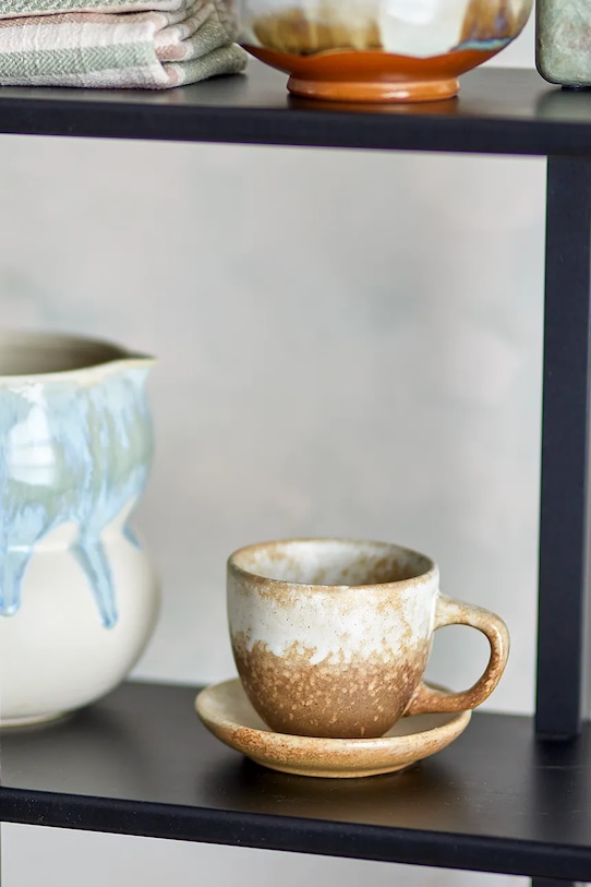 Bloomingville zestaw filiżanek ze spodkami dla 4 os. Brenta 180 ml 8-pack brązowy 82072416