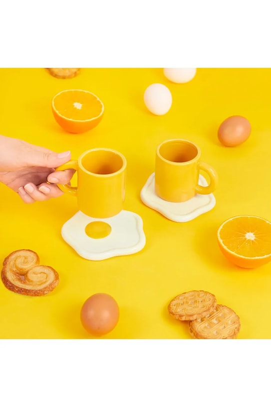 Balvi zestaw kubków ze spodkami 7,2 x 10,5 x 9,8 cm 2-pack żółty 28140