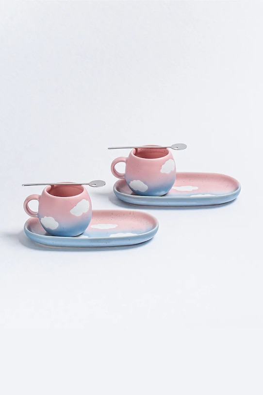 Egg Back Home zestaw kubków ze spodkami 2-pack 1759.2EM2MT.GB.MT multicolor