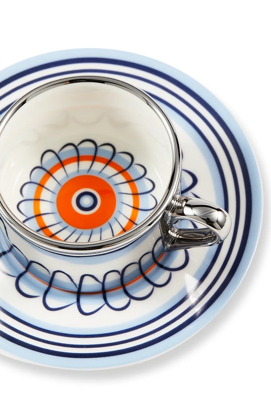 Pols Potten zestaw filiżanek ze spodkami dla 2 os. floral 90 ml 4 elementy multicolor 230.400.678