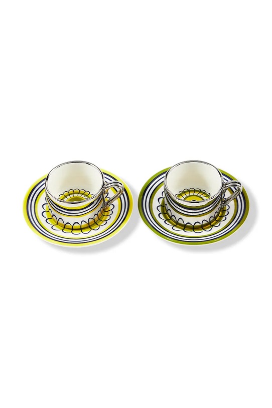 Pols Potten zestaw filiżanek ze spodkami dla 2 os. floral 90 ml 4 elementy 230.400.679 multicolor AA00
