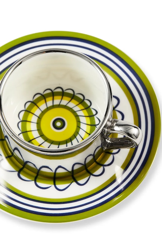 Pols Potten zestaw filiżanek ze spodkami dla 2 os. floral 90 ml 4 elementy multicolor 230.400.679