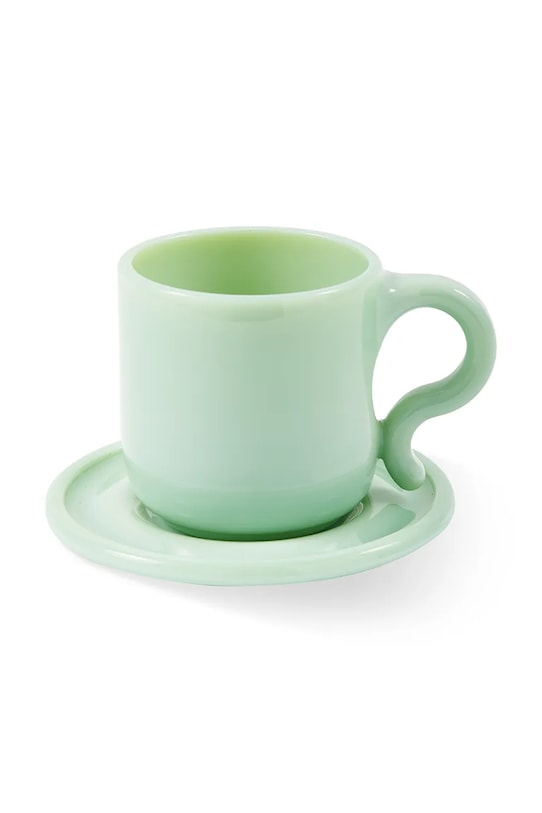 Pols Potten zestaw filiżanek ze spodkami dla 2 os. Gobi 140.230.193 zielony AA00