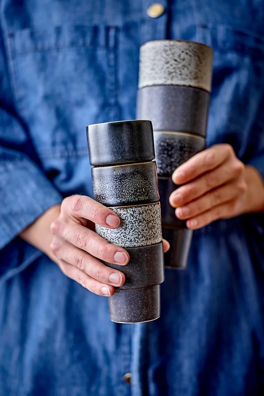 Кухня и бар Набор чашек для эспрессо Bloomingville Ewan 75 ml 4 шт 82072776 чёрный