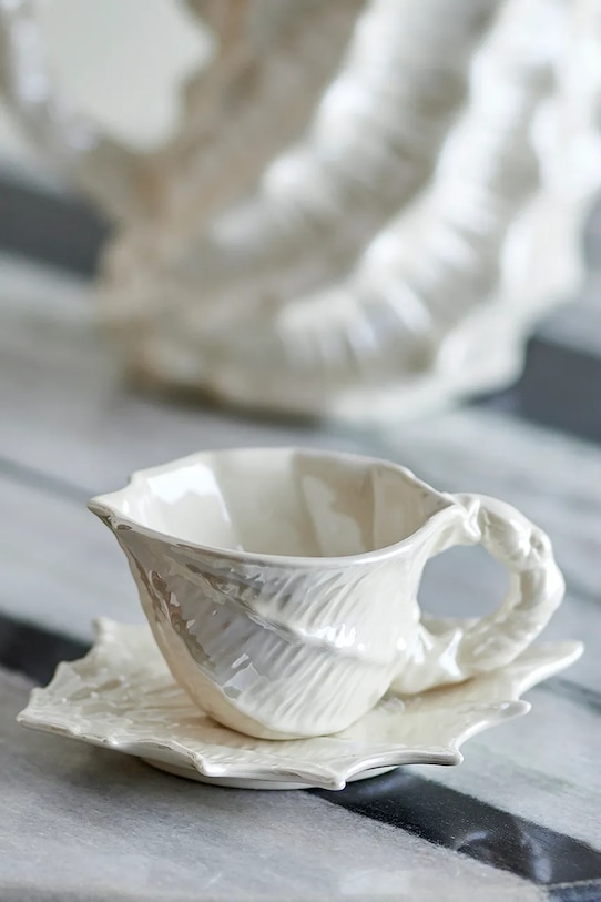 Чашечка с блюдцем Bloomingville Shellie 150 ml белый 82072685