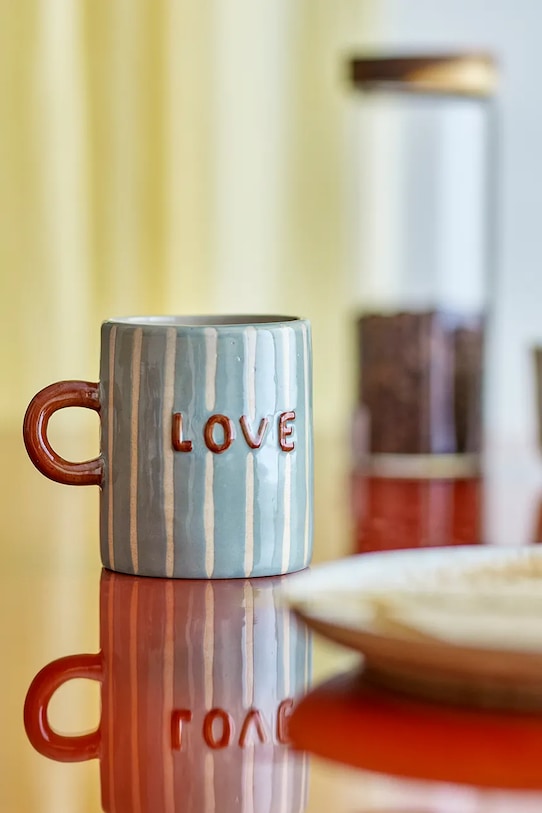 Bloomingville kubek z kamionki 8 x 9 cm niebieski 82063181