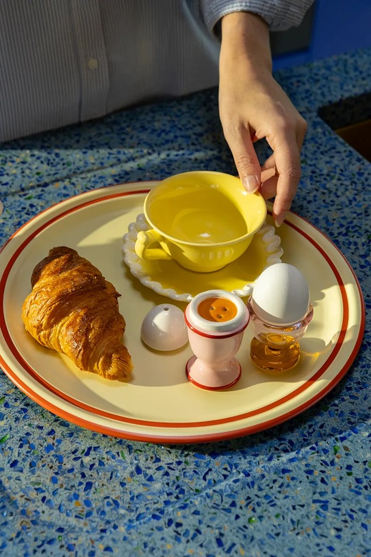 &k amsterdam Sada šálok s podstavcom z kameniny 0,15 l 2827.07 žltá