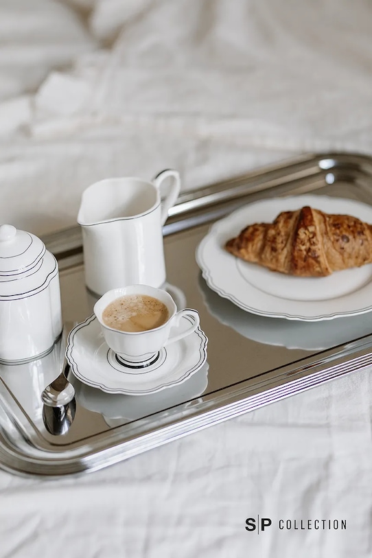 S|P Collection sada šálok s podstavcom z glazovaného porcelánu 80 ml 856235 biela