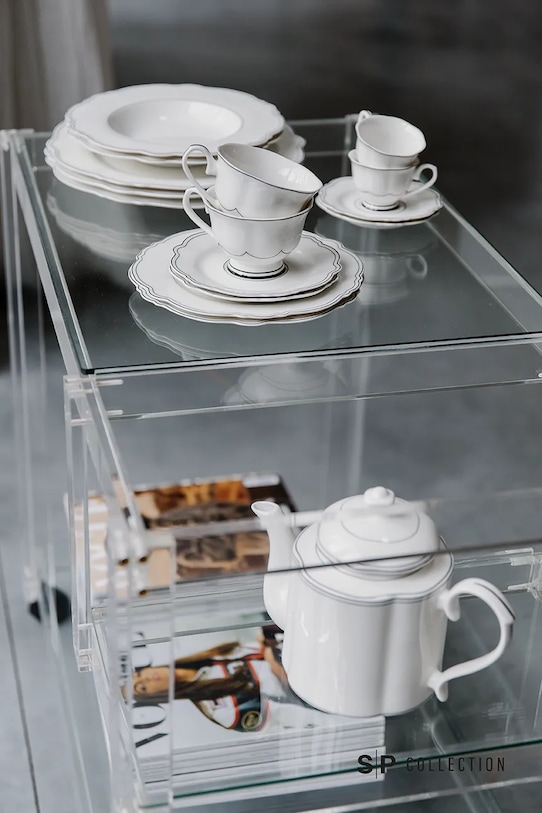 S|P Collection sada šálok s podstavcom z glazovaného porcelánu 190 ml 856236 biela