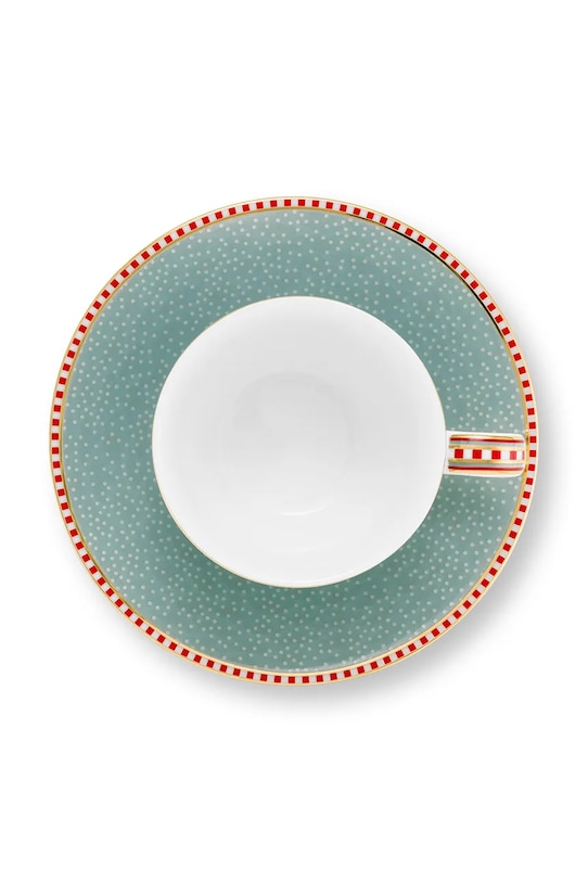 Pip Studio filiżanka ze spodkiem z porcelany szkliwionej 120 ml 51004220 turkusowy AA00