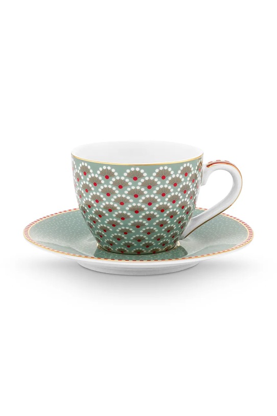 Kuchnia i bar Pip Studio zestaw filiżanek ze spodkiem z porcelany 120 ml 51004222 turkusowy