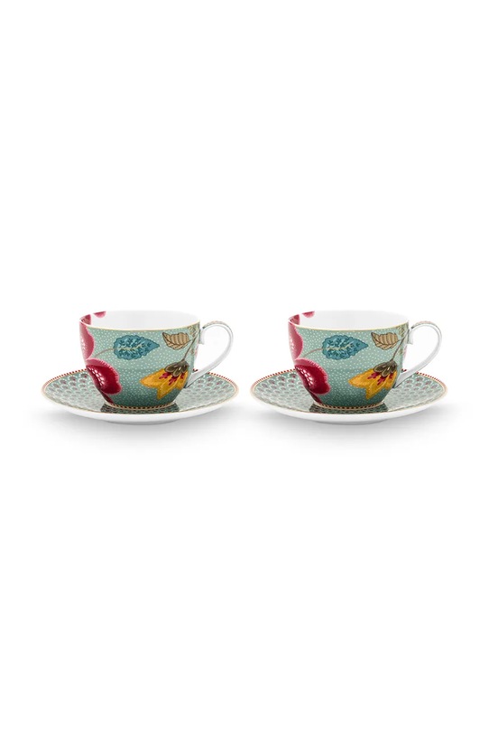 Pip Studio zestaw filiżanek ze spodkiem z porcelany szkliwionej 300 ml multicolor 51004223