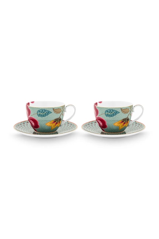 Pip Studio zestaw filiżanek ze spodkiem z porcelany szkliwionej 300 ml multicolor 51004223
