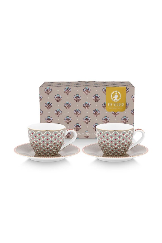 Pip Studio zestaw filiżanek ze spodkiem z porcelany 120 ml 51004218 multicolor AA00