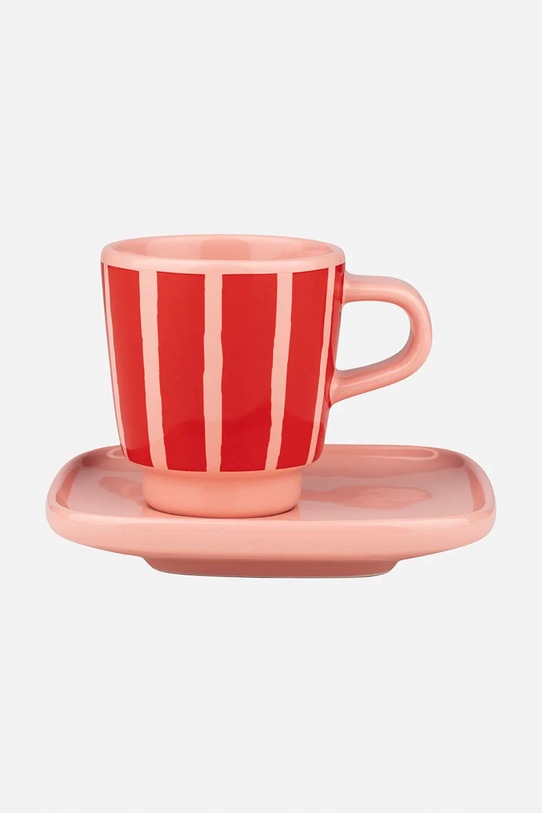 Marimekko filiżanka ze spodkiem z kamionki 50 ml czerwony 075443.330