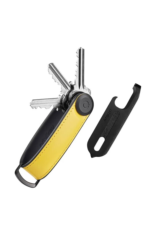 Комплект калъф за ключове и мултифункционален инструмент Orbitkey Hybrid Leather 8,5 cm жълт GHL3.SYW.201