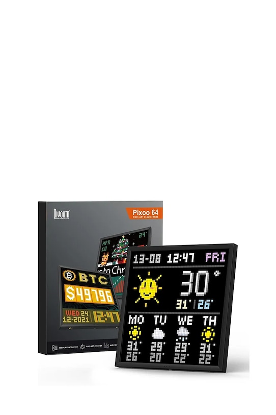 Divoom ecran inteligent cu pixeli LED Pixoo64 20 x 20 x 2,4 cm. 6958444603780 negru AA00