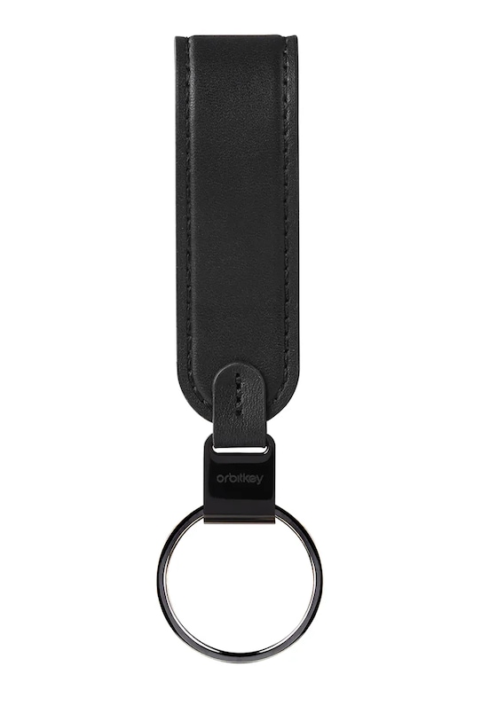 Кожаный брелок Orbitkey чёрный PLK1.BLK.101