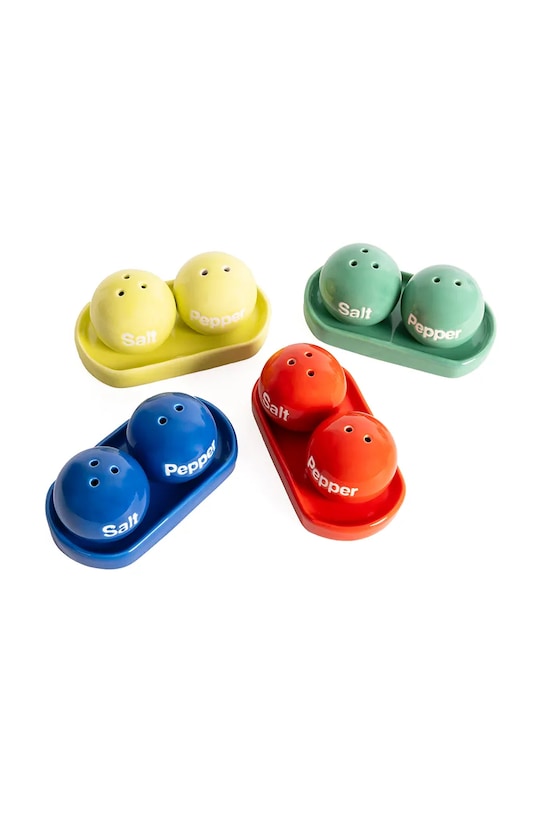 Helio Ferretti solniczka i pieprzniczka z podstawką Green Ping Pong zielony 122746