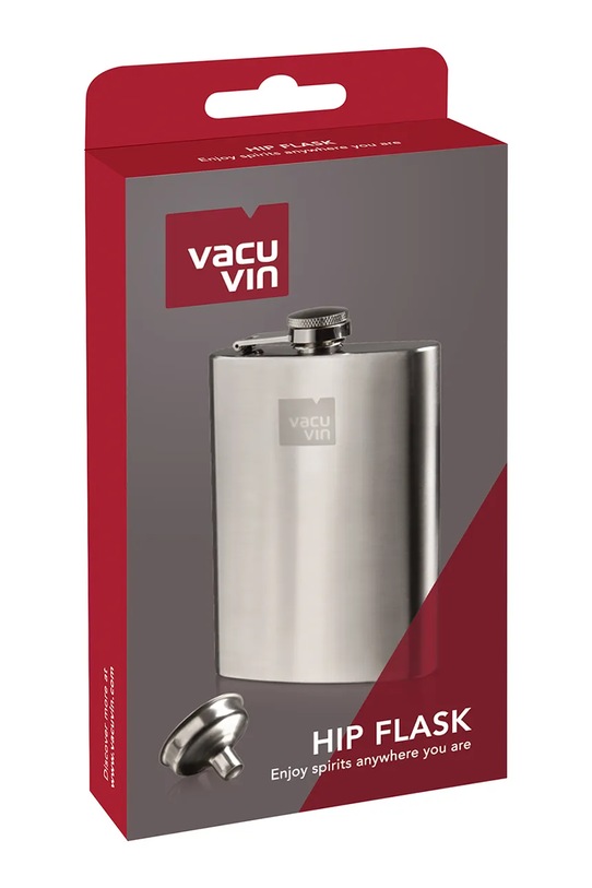 Vacu Vin piersiówka z lejkiem 9,6 x 18 x 2,8 cm 78633606 szary AA00