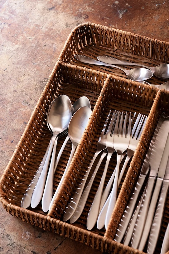 Madam Stoltz organizer na sztućce 35 x 28 x 6 cm MKNV2409 beżowy AA00