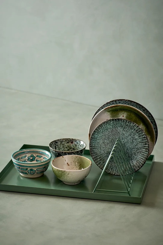 Kuchnia i bar Madam Stoltz ociekacz do naczyń z żelaza 44 x 32 x 15 cm 35878GRN zielony