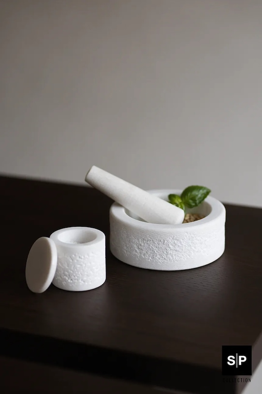 Bucătărie și bar S|P Collection mojar din marmură 16 x 6 cm 855081 alb