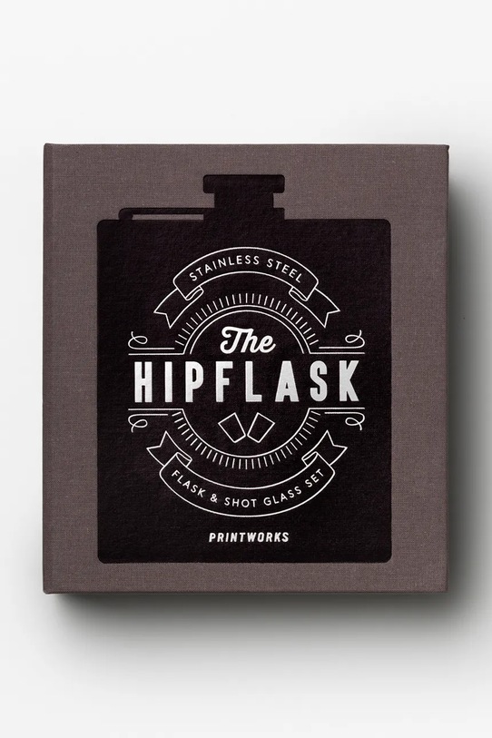 Printworks piersiówka z lejkiem i dwoma kieliszkami stalowa PW00648 szary AA00