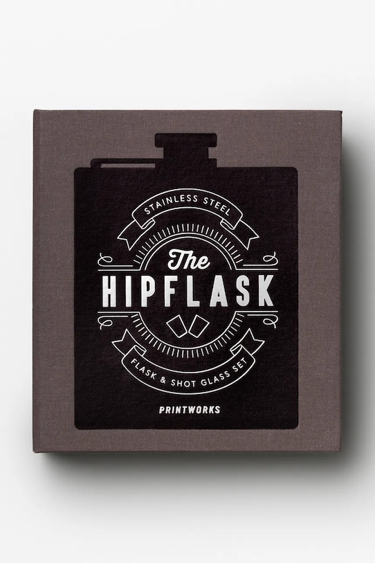 Printworks piersiówka z lejkiem i dwoma kieliszkami stalowa PW00648 szary AA00