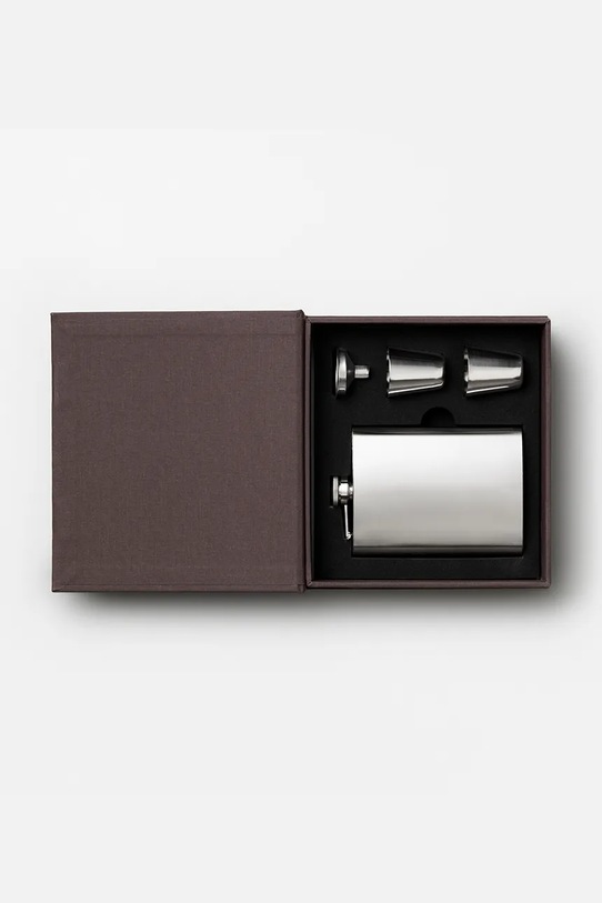 Printworks piersiówka z lejkiem i dwoma kieliszkami stalowa szary PW00648