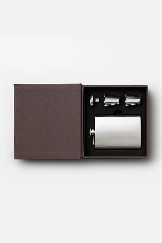 Printworks piersiówka z lejkiem i dwoma kieliszkami stalowa szary PW00648