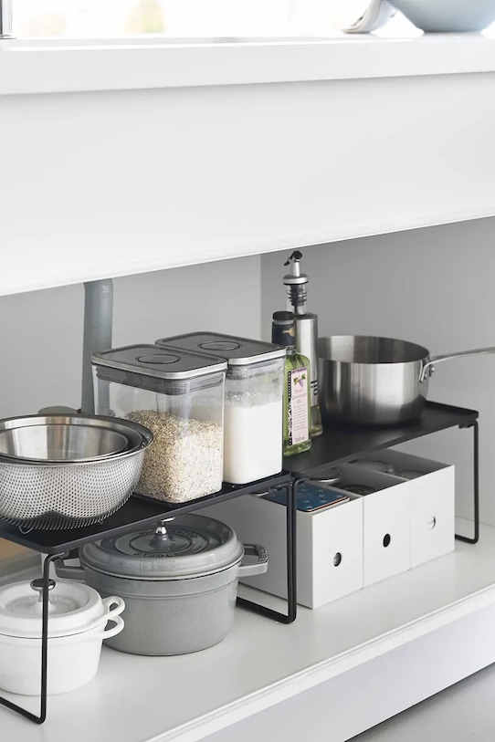 Oceľová kuchynská polica Yamazaki 40,9 x 24 x 19 cm 1368. čierna