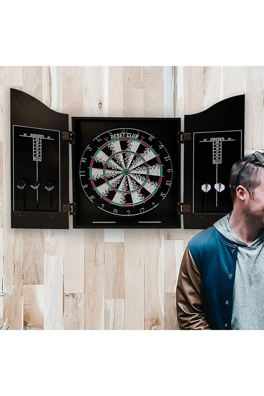 Sada: terč na šípky a šípky Reset Club Wood Cabinet 45 cm 3770030553032 viacfarebná