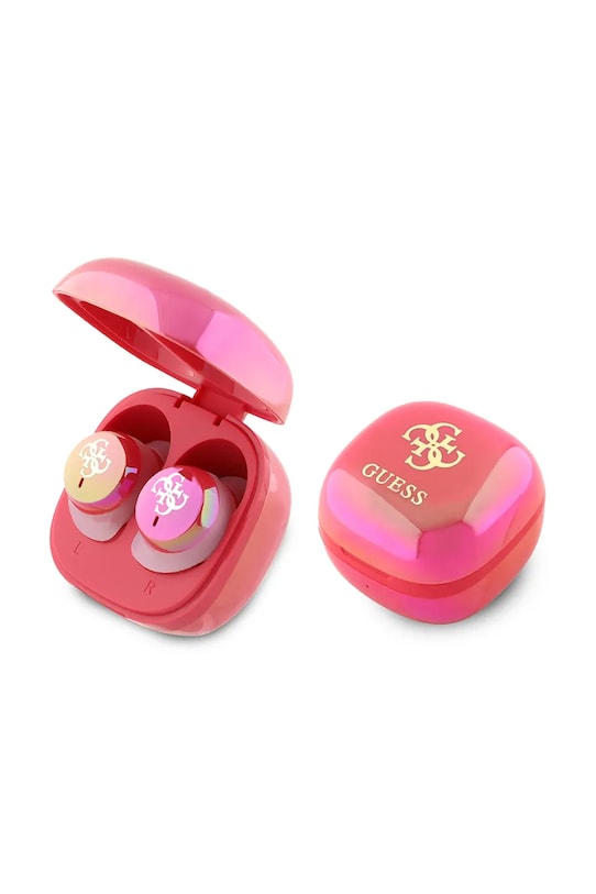 Ασύρματα in-ear ακουστικά Guess Iridescent 4G Printed Logo ροζ GUTWSJ144ESF