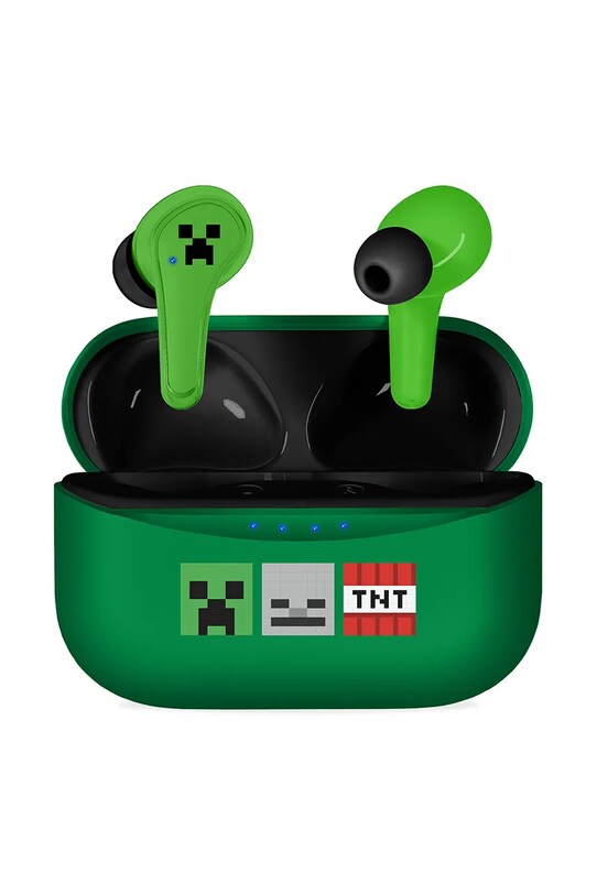 Dětská bezdrátová sluchátka do uší OTL x Minecraft zelená MC1227