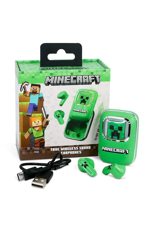 OTL căști wireless pentru copii, tip in-ear x Minecraft MC1316 verde