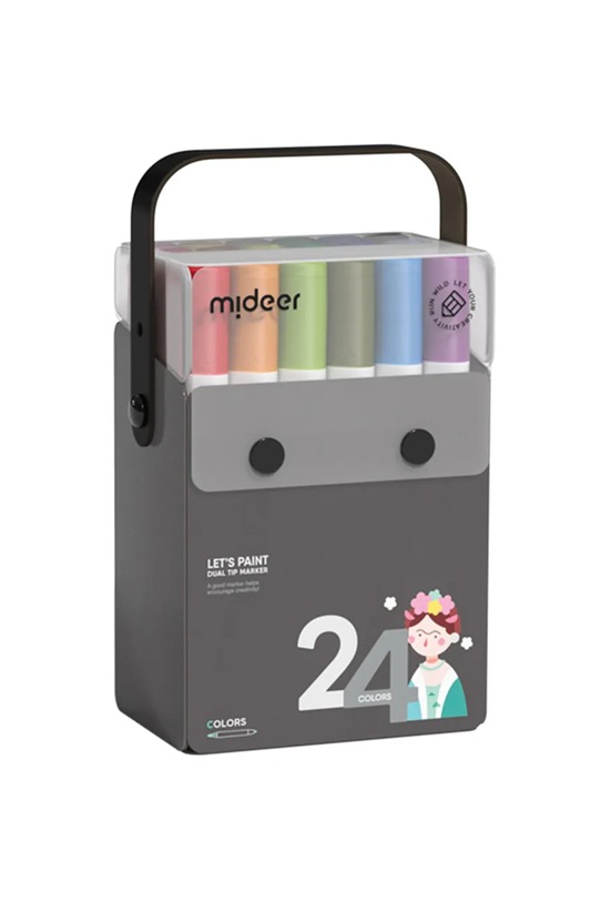 Mideer áttetsző kétvégű filctollak 24 db többszínű MD1300