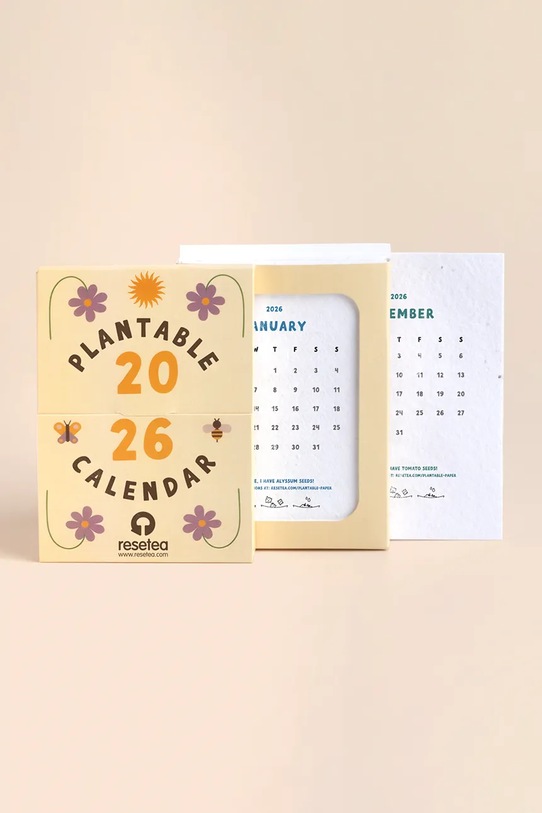 RESETEA kalendarz z nasionami roślin do uprawy Plantable Calendar 10,5 x 15 cm multicolor Erst578