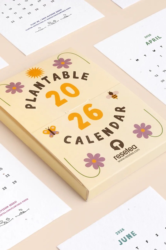 Lifestyle RESETEA kalendarz z nasionami roślin do uprawy Plantable Calendar 10,5 x 15 cm Erst578 multicolor