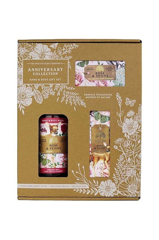 Sada kozmetiky pre každodennú starostlivosť The English Soap Company Gift Box Rose&Peony 3-pak viacfarebná 44SSGB003