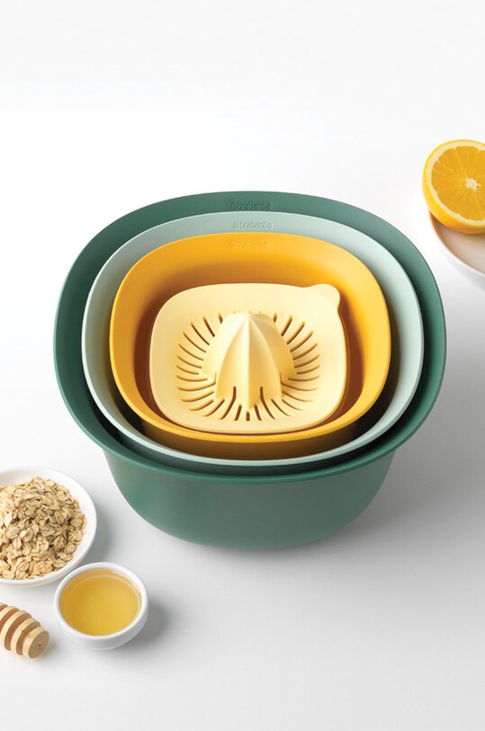 Brabantia zestaw misek z durszlakiem i wyciskarką multicolor 122262