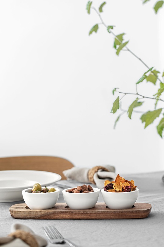 Kuchnia i bar Villeroy & Boch zestaw miseczek do dipów z podstawką Artesano Original (3-pack) 1041309023 beżowy